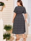 Plus Ditsy Floral Knot Side Wrap Dress