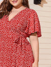 Plus Ditsy Floral Knot Side Wrap Dress