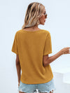 Waffle Knit V Neck Solid Tee