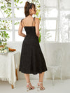 Ditsy Floral Knot Shoulder Shirred Back Split Thigh Slip Dress