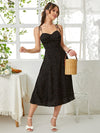 Ditsy Floral Knot Shoulder Shirred Back Split Thigh Slip Dress