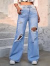 High Waist Ripped Wide Leg Jeans