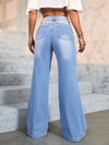 High Waist Ripped Wide Leg Jeans