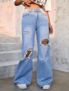High Waist Ripped Wide Leg Jeans