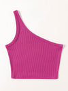 One Shoulder Rib knit Crop Top