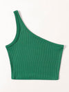 One Shoulder Rib knit Crop Top