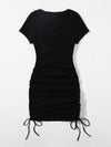 Ruched Drawstring Side Bodycon Dress