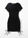 Ruched Drawstring Side Bodycon Dress