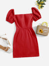 Puff Sleeve Zip Side Dress