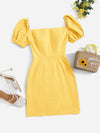 Puff Sleeve Zip Side Dress