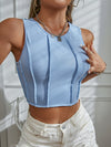 Solid Top stitching Crop Tank Top
