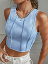 Solid Top stitching Crop Tank Top