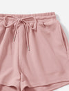 Solid One Shoulder Top Drawstring Shorts Set