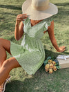 Ditsy Floral Backless Knot Ruffle Trim Dress