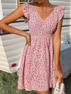 Ditsy Floral Backless Knot Ruffle Trim Dress