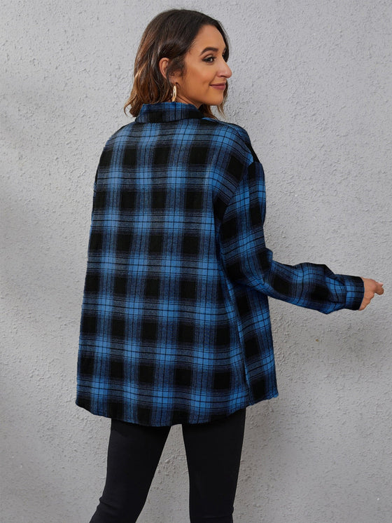 Plaid Print Drop Shoulder Shirt