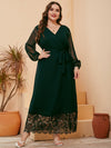 Plus Swiss Dot Eyelash Lace Panel Belted Dress