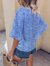 Dot Print Batwing Sleeve Blouse