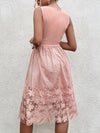 Mesh Panel Belted Dress
