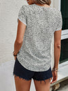 Dalmatian Print Guipure Lace Trim Petal Sleeve Blouse