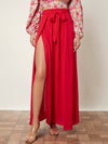 High Waist Wrap Hem Belted Skirt