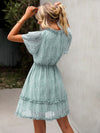 Ditsy Floral Print Lettuce Trim Dress