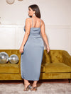 BAE Plus Draped Collar Wrap Satin Cami Dress