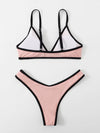 Contrast Binding Triangle Bikini Swimsuit