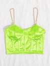 Chain Detail Silky Bustier Cami Crop Top