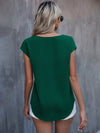 Roll Cuff Batwing Sleeve Blouse