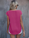 Roll Cuff Batwing Sleeve Blouse