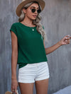 Roll Cuff Batwing Sleeve Blouse