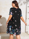 Plus Floral Butterfly Print Tunic Dress