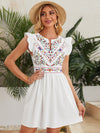 VCAY Floral Embroidered Butterfly Sleeve Dress