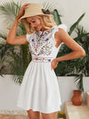 VCAY Floral Embroidered Butterfly Sleeve Dress
