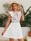 VCAY Floral Embroidered Butterfly Sleeve Dress