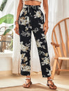 Floral Print Paperbag Waist Belted Pants