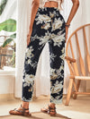 Floral Print Paperbag Waist Belted Pants
