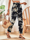 Floral Print Paperbag Waist Belted Pants