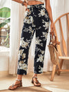 Floral Print Paperbag Waist Belted Pants
