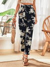 Floral Print Paperbag Waist Belted Pants