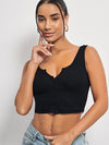 EZwear F Notched Neck Button Front Cropped Tank Top