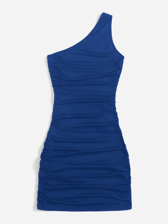 One Shoulder Ruched Bodycon Dress