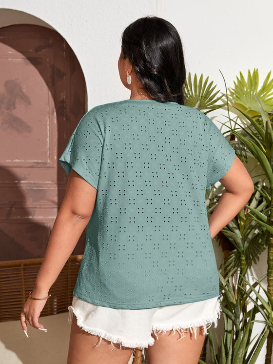 Plus Button Front Schiffy Blouse