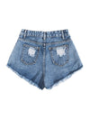 Plus Distressed Raw Hem Denim Shorts