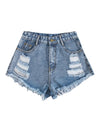 Plus Distressed Raw Hem Denim Shorts