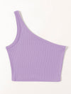 One Shoulder Rib knit Crop Top