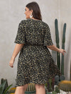 Plus Ditsy Floral Surplice Neck Butterfly Sleeve A line Dress