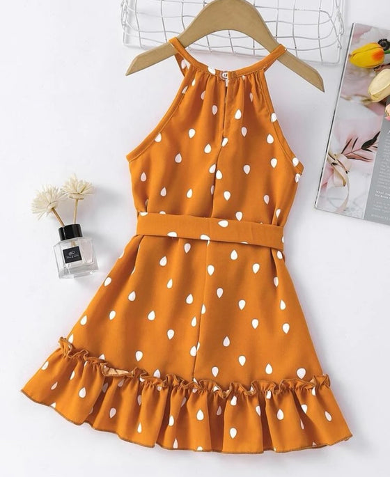 GIRLS Kids EVRYDAY Toddler Girls Drip Print Frill Trim Belted Halter Dress