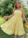 Plus Gingham Print Ruffle Hem Cami Dress